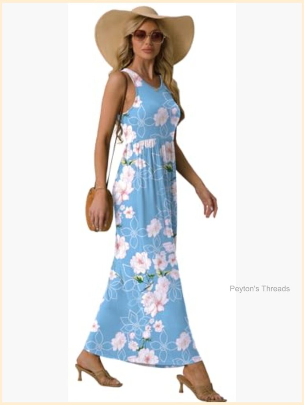 Women's Sleeveless Casual Long Tank Maxi Dress with Pockets - Picture 5 of 7